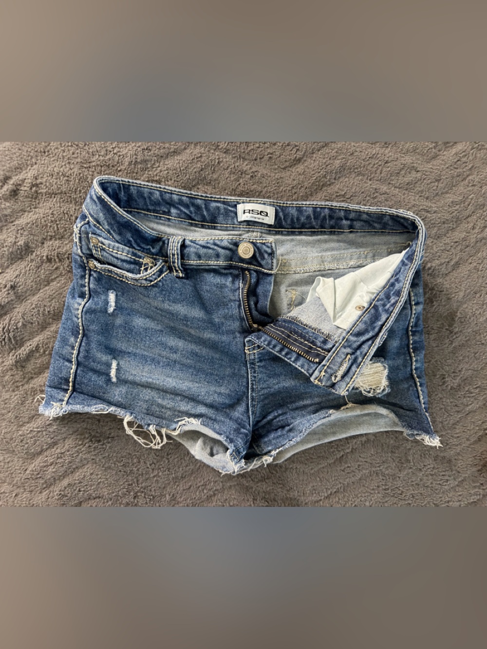 RSQ Tilly’s high rise Distressed Denim Cutoff Jean Shorts  - Medium Blue- 12